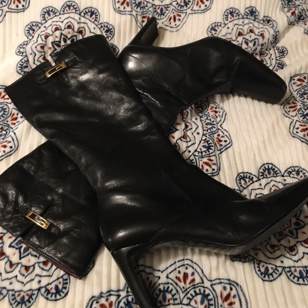 ENZO ANGIOLINI Black Leather Boots size 8M